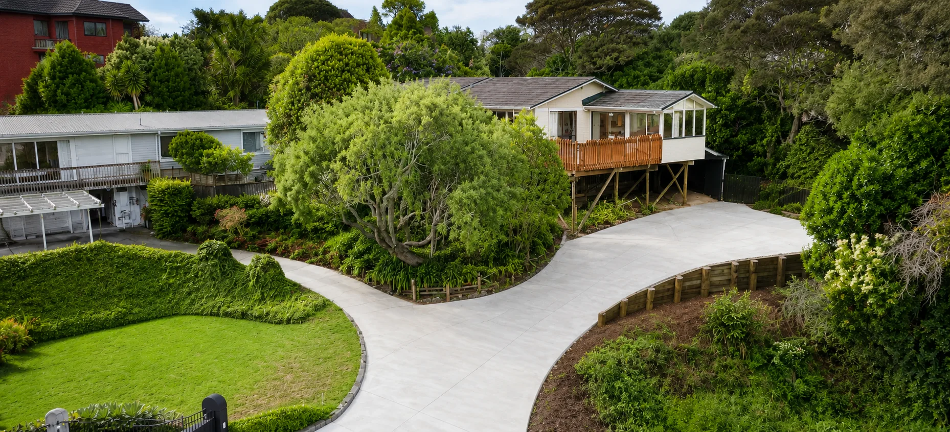 Exposed aggregate driveway at an Auckland home